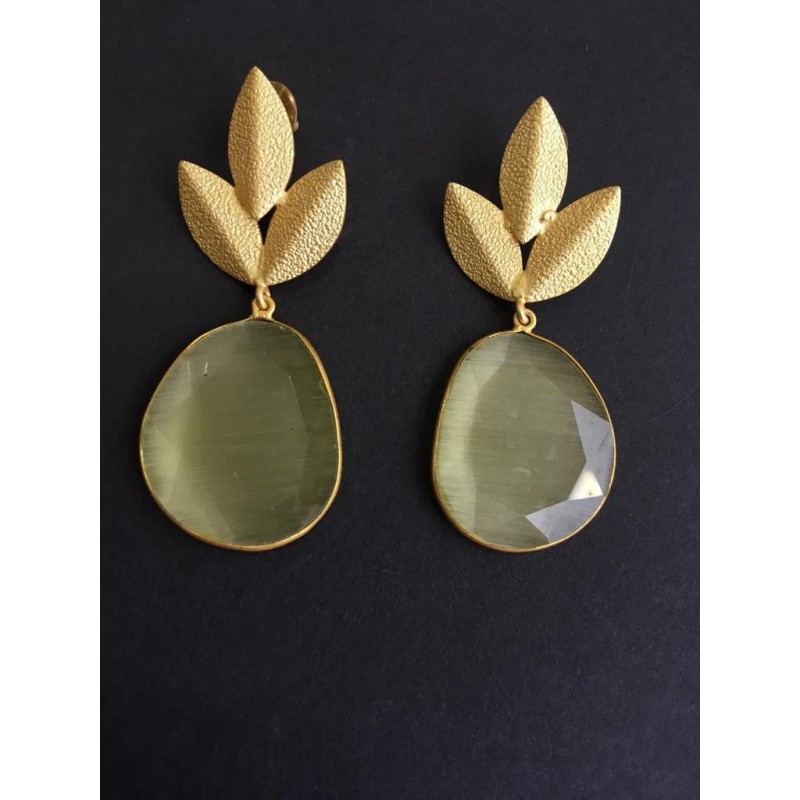 anaghya yellow stone earrings with leaf  topas for girls and women