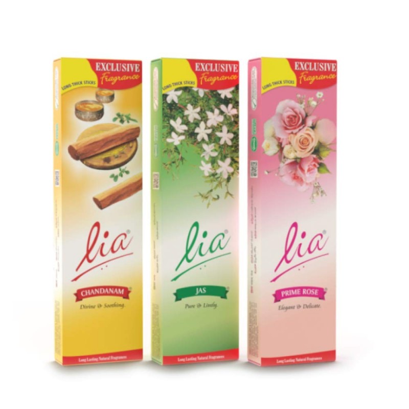 Lia Special Combo Pack Chandanam Jas Prime Rose AND LAVENDER Incense Sticks Pack of 4