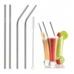 Eco & Health Stainless Steel Drinking Straws 2 Bend & 2 Straight Straws 1 Brush