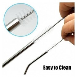 Eco & Health Stainless Steel Drinking Straws 2 Bend & 2 Straight Straws 1 Brush