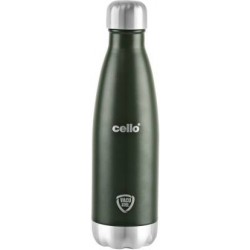 Cello Duro Tuff Steel Series Swift Double Walled Stainless Steel Water Bottle With Durable Dtp Coating 1000ml Military Green