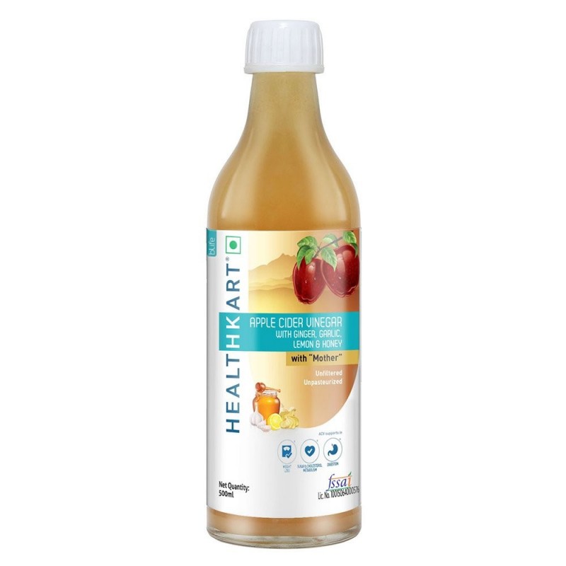 HealthKart Apple Cider Vinegar with Mother 500 ML Ginger Garlic Lemon & Honey