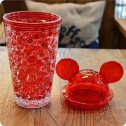 Giftnglory Mickey Sipper Plastic Gel Freezer Mugs With Straw 450 Ml Red