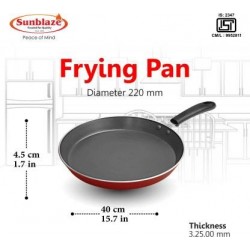Sunblaze Non-stick Aluminium Frying Pan Red 220 mm Induction Bottom Cookware Set Aluminium