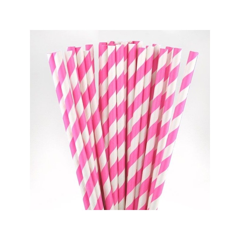 Pink Striped Paper Straws 50 Pack Old Fashioned Pinstripe Straws Hot Pink Stripe Party Straws Wedding Straw