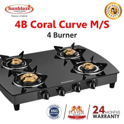 Sunblaze Coral Curve BK Glass Top 4 Brass Burner 1 Jumbo Burner Gas Stove Manual