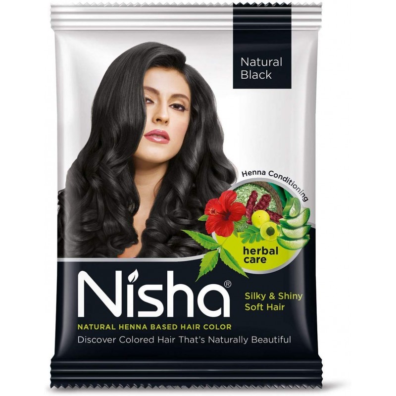 Nisha Black Hair Color Dye 10gm Natural Black Color Hair Henna with 1 Hair dye Brush Natural Black Natural Black 10gm Pack of 10