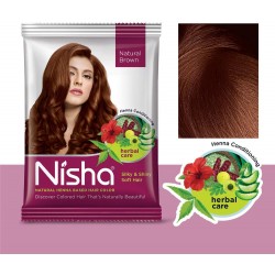 Nisha Hair Color Dye Henna-Based Hair Color Natural Brown Dye 30gm Each Packet No Ammonia Natural Brown 30gm Pack of 8