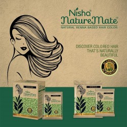 Nisha Nature Mate Natural Henna Based Hair Color No Ammonia Formula Long-Lasting Strong Shine Hair 6-In-1 10Gm/Each Pouch