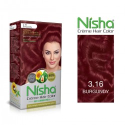 Nisha Cream hair color (120 ml/each) with Rich Bright Long Lasting Shine Hair Color NO AMMONIA Cream Burgundy 3.16 Pack of 1