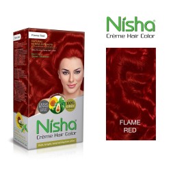 Nisha Creme Hair Color Rich Bright Long Lasting Hair Colouring For Ultra Soft Deep Shine 90ml+60gm Pack of 1 Flame Red