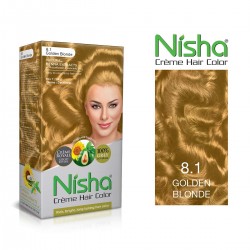 Nisha Cream Hair Color With Rich Bright Semi-Permanent Shine Hair Color No ammonia Creme 150gm Golden Blonde 8.1 Pack of 1