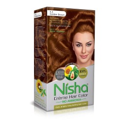 Nisha Cream Hair Color 120 Ml/each With Rich Bright Long Lasting Shine Hair Color No Ammonia Cream Golden Brown 4.3 Pack Of 1