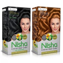 Nisha Creme Hair Color 60gm + 60ml + 18ml Nisha Conditioner for Each) Combo Pack Of Natural black & Honey Blonde