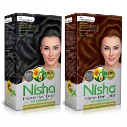 Nisha Creme Hair Color 60gm + 60ml + 18ml Nisha Conditioner for Each Combo Pack Of Natural black & Natural Brown