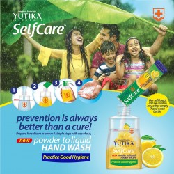 Yutika Selfcare Powder to Hand Wash Combo Pack with Empty Bottle 10 Refill Pack of 9gm Each 1 Refill Makes 200ml Hand Wash