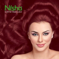 Nisha Cream Hair Color 120 Ml/each With Rich Bright Long Lasting Shine Hair Color No Ammonia Burgundy 3.16 Pack Of 3