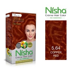 Nisha Cream Hair Color 120 Ml/each With Rich Bright Long Lasting Shine Hair Color No Ammonia Copper Red 5.64  Pack Of 3