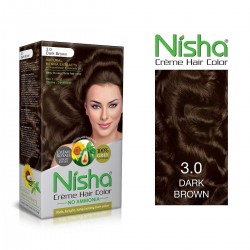 Nisha Cream Hair Color 120 Ml/each With Rich Bright Long Lasting Shine Hair Color No Ammonia Dark Brown 3.0 Pack Of 3