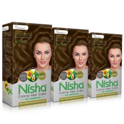 Nisha Cream Hair Color 120 Ml/each With Rich Bright Long Lasting Shine Hair Color No Ammonia Light Brown 5 Pack Of 3