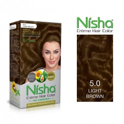 Nisha Cream Hair Color 120 Ml/each With Rich Bright Long Lasting Shine Hair Color No Ammonia Light Brown 5 Pack Of 3