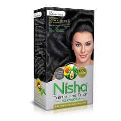 Nisha Cream Permanent Hair Color No Ammonia Cream 60Gm+60Ml Each Pack Natural Black Pack Of 1