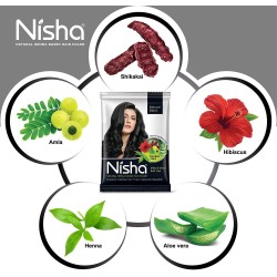 Nisha Natural Henna Based Hair Color Powder Conditioning Herbal Care Silky Shiny Hair 10gm And 25gm Each Of 10 Natural Black