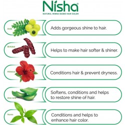 Nisha Natural Henna Based Hair Color Powder Conditioning Herbal Care Silky Shiny Hair 10gm And 25gm Each Of 10 Natural Black