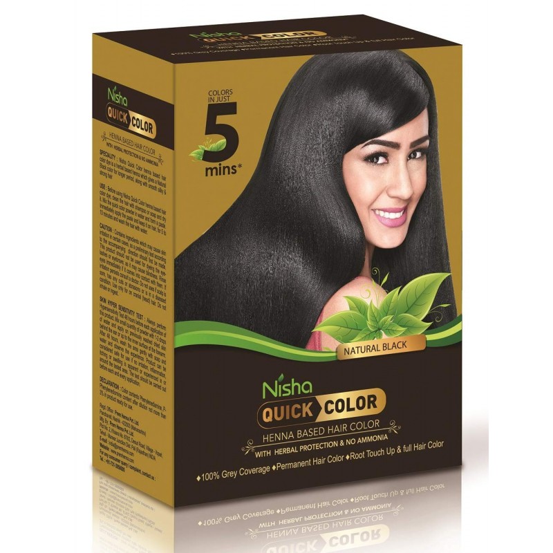 Nisha Black Hair Color Dye Henna Based Natural Black Hair Color Dye For Men Women 6 sachet of 10g each